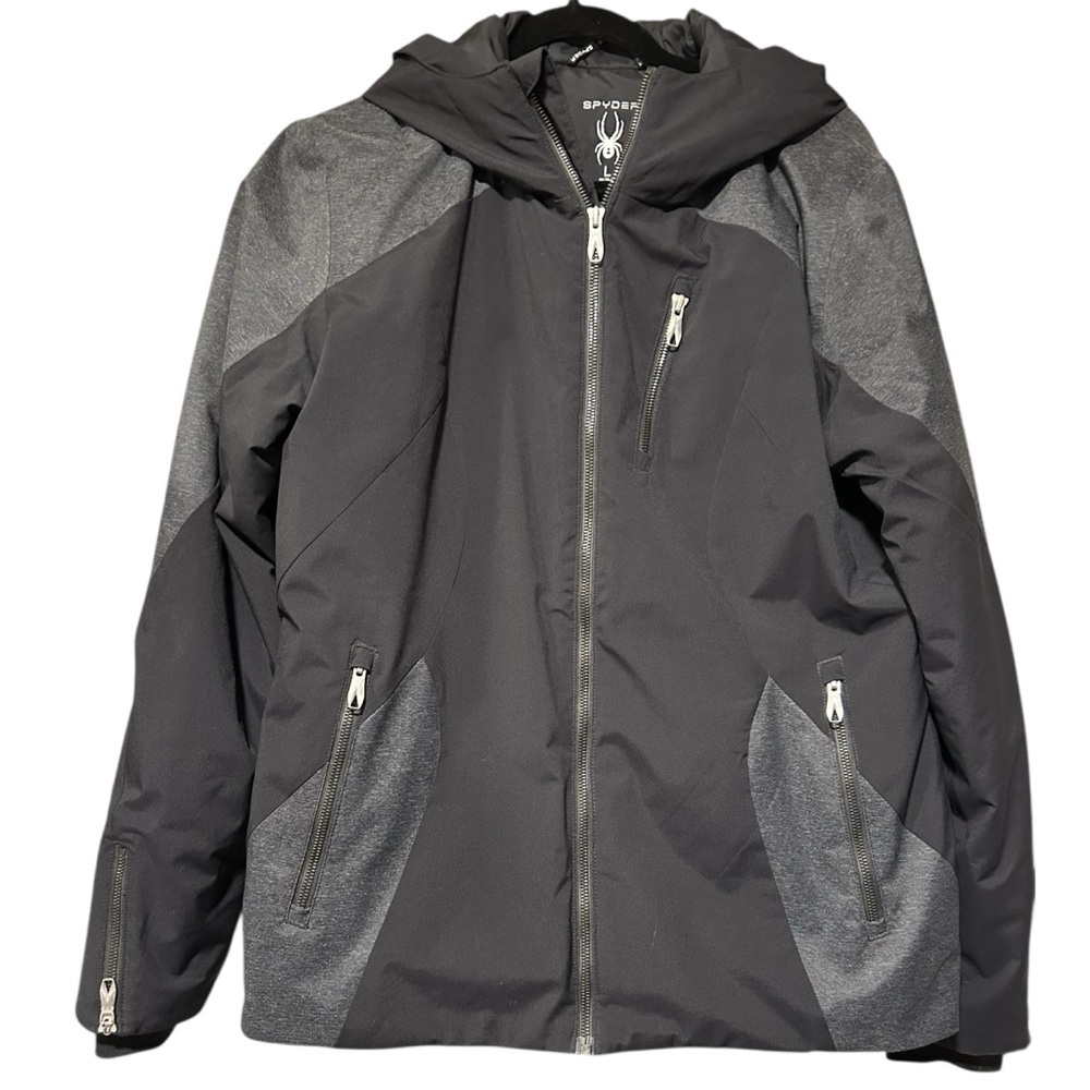 Spyder Avery Women’s Black Hooded Full-Zip Jacket Reflective NWOT Size L